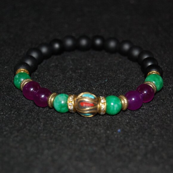 Gemstone Bracelet,Stone Beads Bracelet,Multicolor Stone Beaded Bracelet - Picture 3 of 3